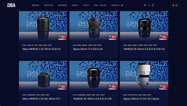EISA AWARDS 2026-2027 得獎名單公布！Sony 與 Nikon 成相機鏡頭最大贏家